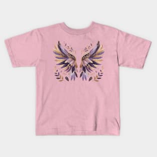 Angel Wings Purple and Gold Kids T-Shirt